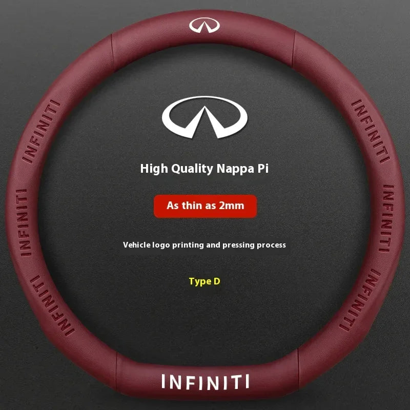 Infiniti Carbon Fiber Leather Steering Wheel Cover - D Leather Red