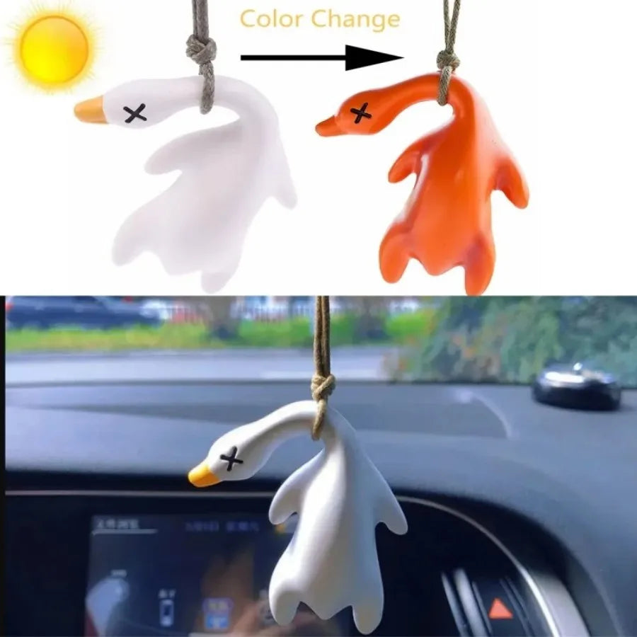 Color-Changing Duck Car Ornament – Cute Swinging Duck Pendant