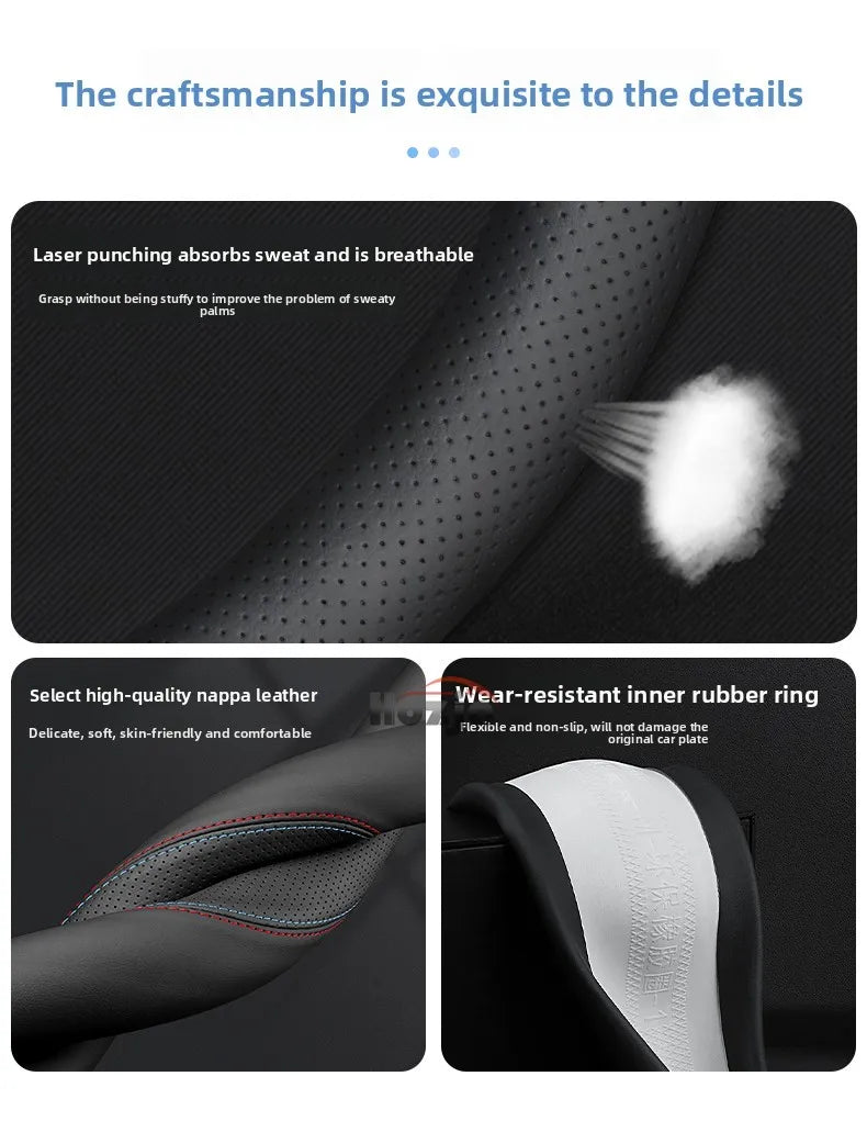 Leather Car Steering Wheel Cover for New Audi A3 8y Q7 q5 A5 B10 A1 rs3 s3 Sq5 Q8 Q4 Q3 A6 Etron 2025 Interior Accessories