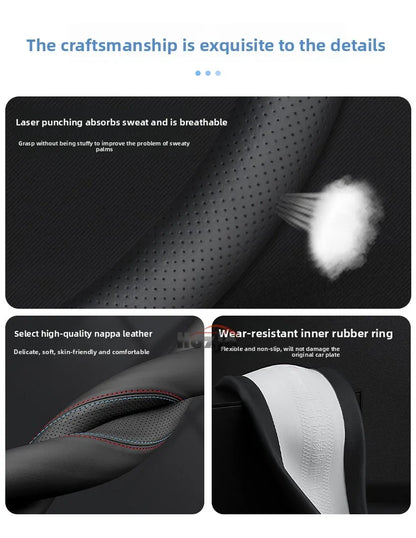 Leather Car Steering Wheel Cover for New Audi A3 8y Q7 q5 A5 B10 A1 rs3 s3 Sq5 Q8 Q4 Q3 A6 Etron 2025 Interior Accessories