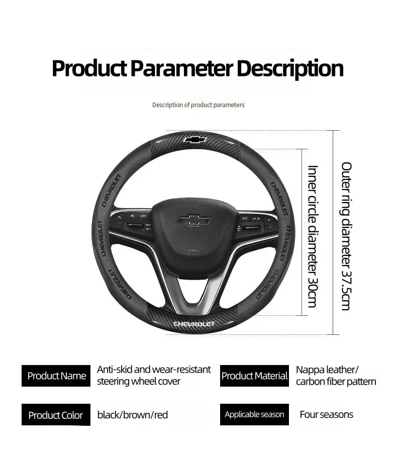 Chevrolet Cruze Silverado Tahoe 3D Embossed Steering Wheel Cover - Round Brown B