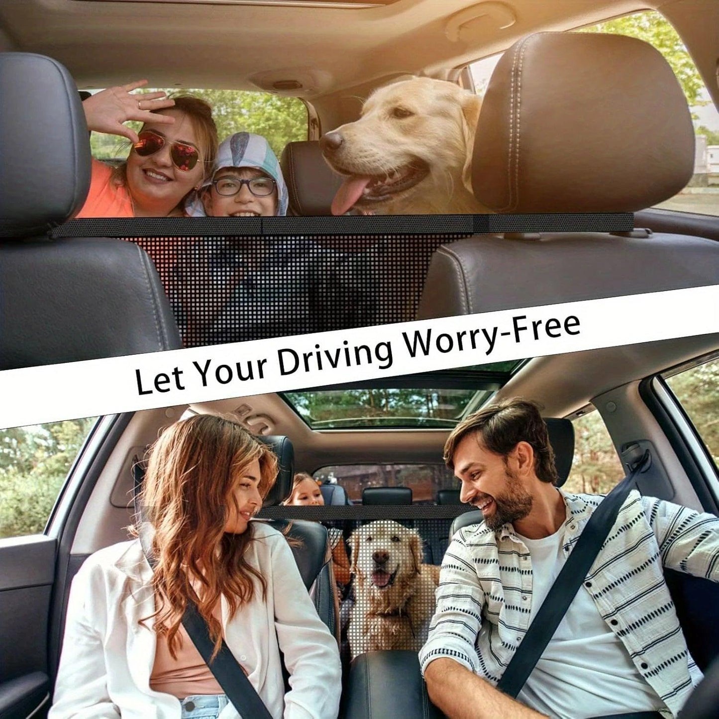 21x21 Adjustable Car Dog Barrier Net - Backseat Pet Safety Fence