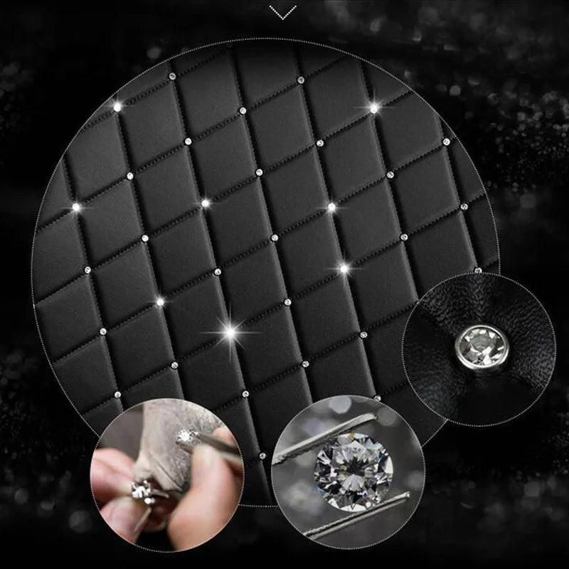 Bling Rhinestone Car Neck Pillow PU Leather Crystal Headrest Support