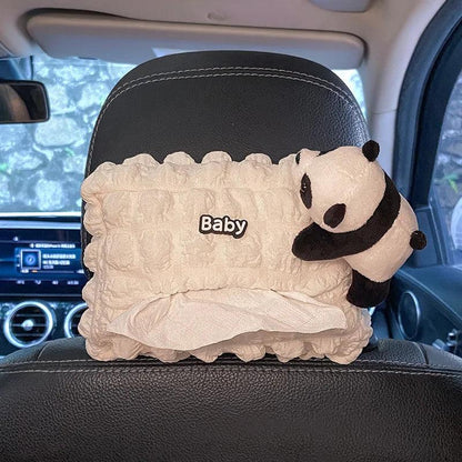 Panda Car Tissue Holder - Hanging Napkin Dispenser for Headrest