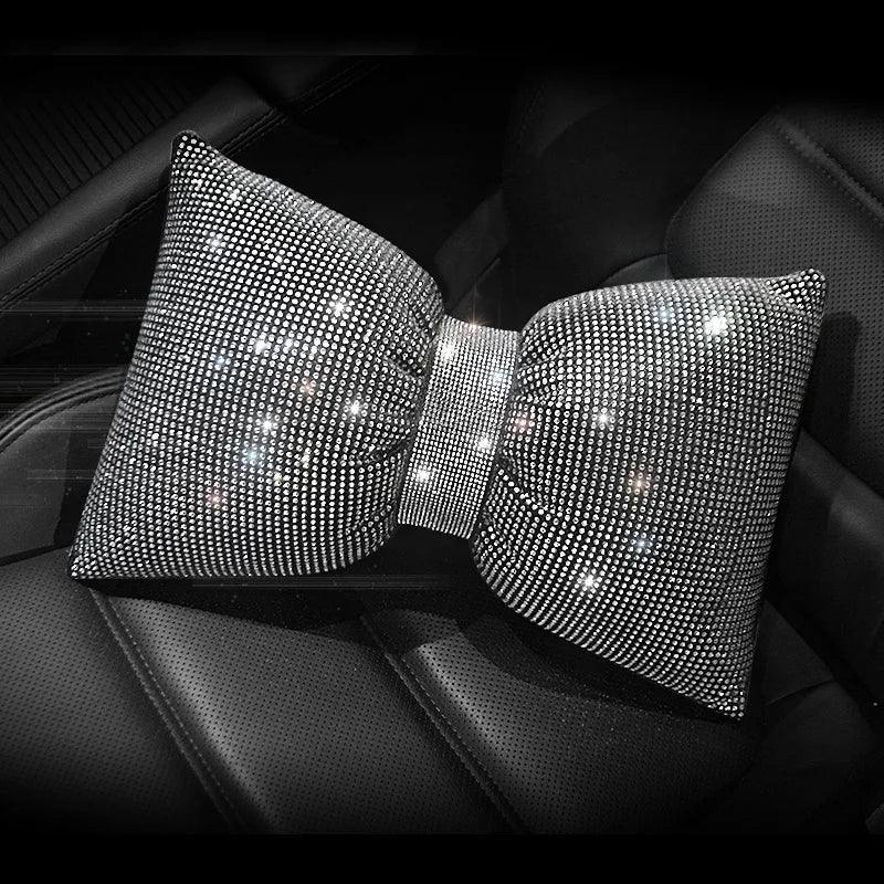 Diamond Crystal Bowknot Car Lumbar Pillow Rhinestone Support Women