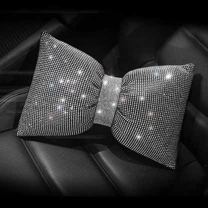 Diamond Crystal Bowknot Car Lumbar Pillow Rhinestone Support Women