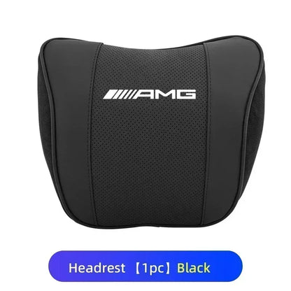 Mercedes Benz AMG Car Neck & Lumbar Support Pillow - Black Headrest