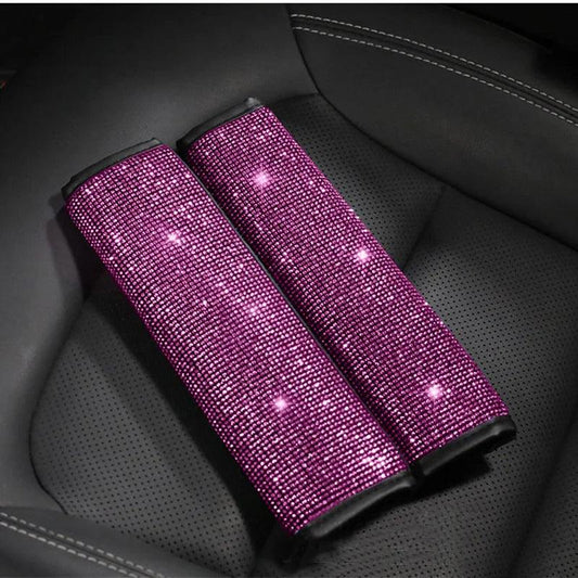 Crystal Rhinestone Seat Belt Covers 2-Pack Diamond Shoulder Pads