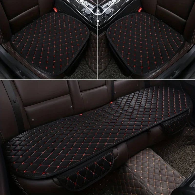 3Pcs Universal Cotton Linen Car Seat Cover Set - All Season