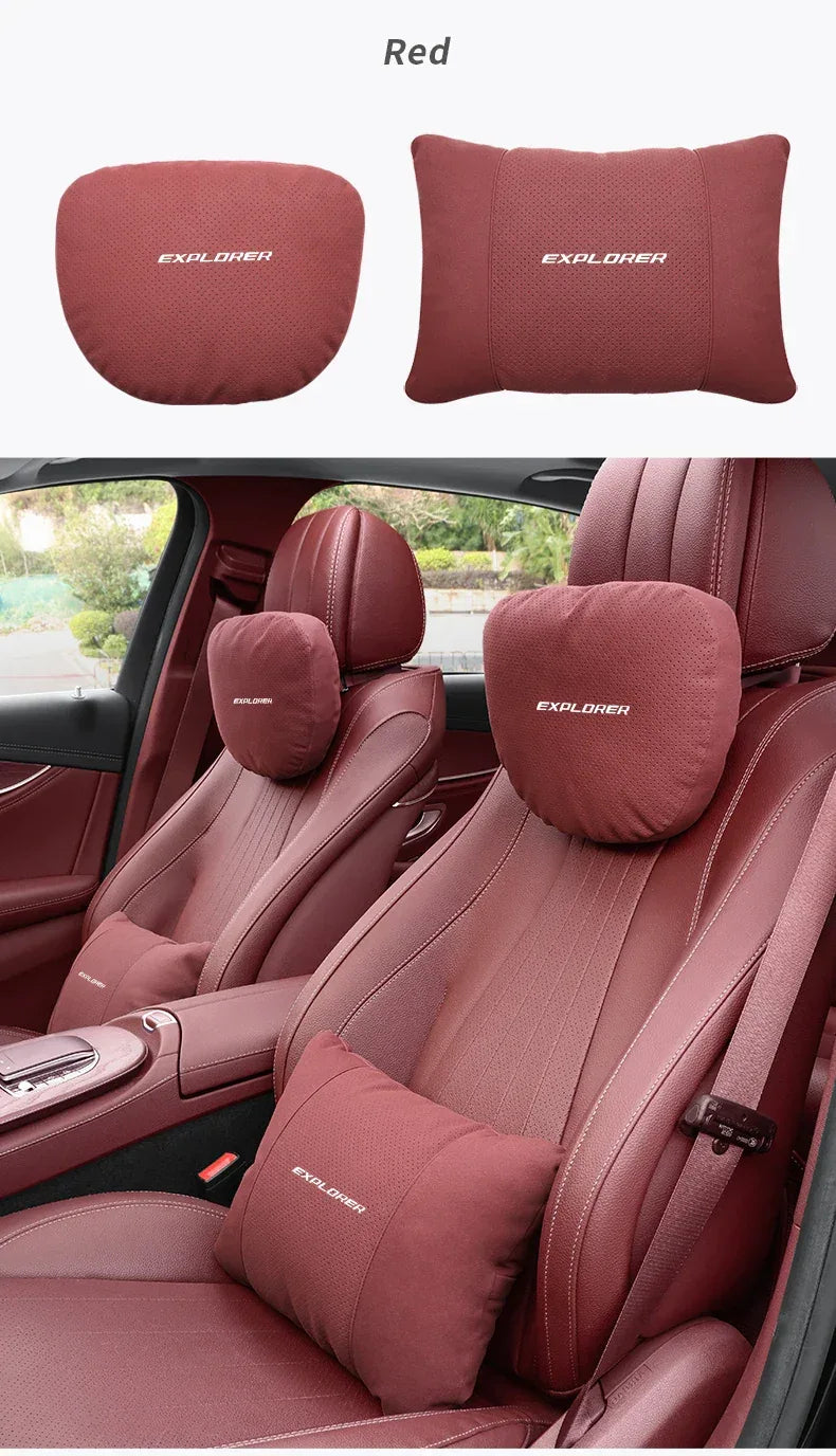 Ford Explorer 5-Color Car Headrest Neck & Lumbar Support Pillow - Red Headrest