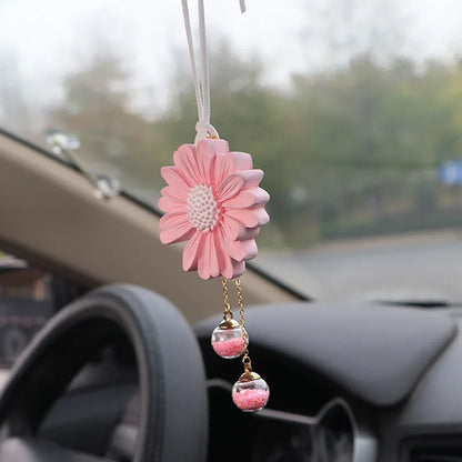 Daisy Car Rearview Mirror Pendant – Cute Floral Hanging Ornament