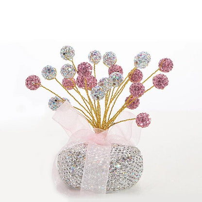 Diamond Crystal Car Dashboard Ornament with Balloon Ribbon Design