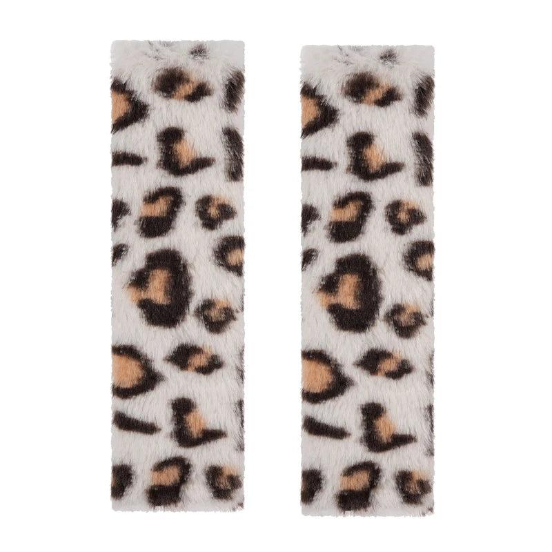 2pcs Leopard Print Plush Seat Belt Shoulder Pads Car Safety