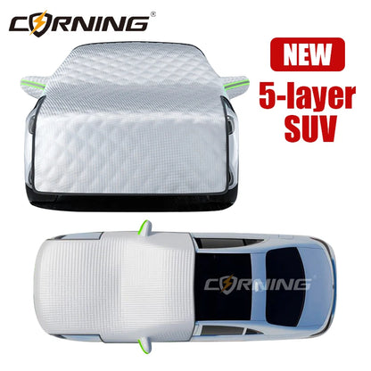 Car Hail Protector Half Cover | Outdoor Waterproof Sunshield & Dust Guard - 3 Layers CAR Thin