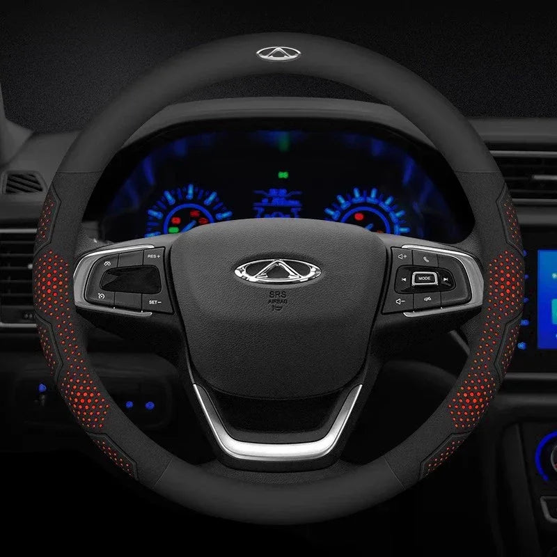 Chery Tiggo Karbonfiber Semsket Skinn Rattrekk