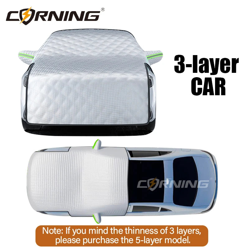 Car Hail Protector Half Cover | Outdoor Waterproof Sunshield & Dust Guard - 3 Layers CAR Thin
