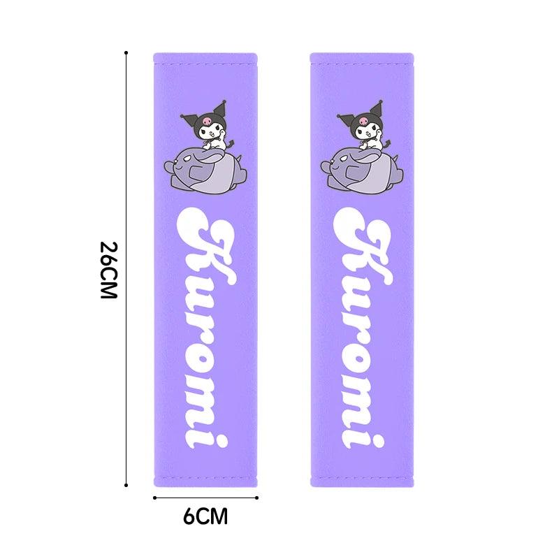 Kawaii Kuromi Car Seat Belt Covers - Universal Comfort Pads Auto
