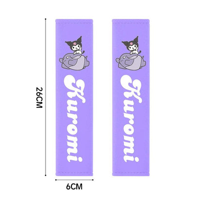Kawaii Kuromi Car Seat Belt Covers - Universal Comfort Pads Auto
