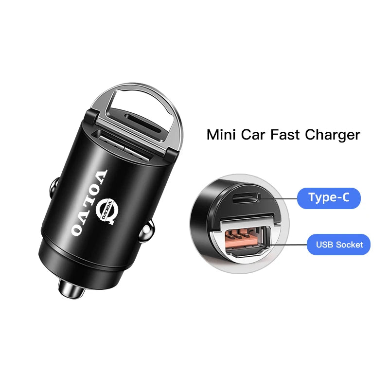 100W QC3.0 PD Fast Car Charger USB-C for Volvo XC60 XC90 S60 V60