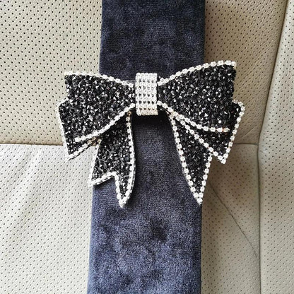 Universal Car Seat Belt Shoulder Covers Diamond Bow Design 1/2pcs