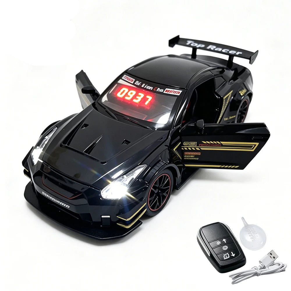GTR Sports Car Alarm Clock with Engine Sound & Mist Sprayer Desktop Decor