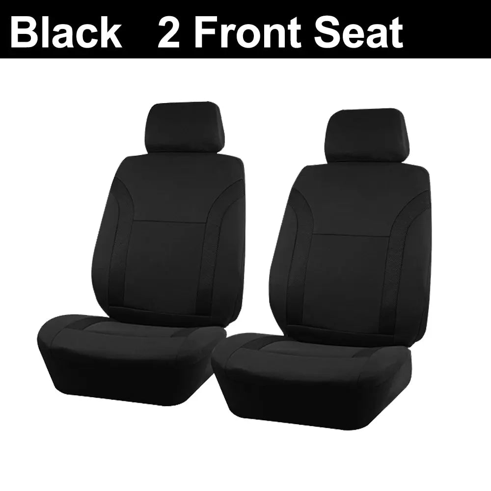 Car Seat Covers – Universal Breathable Air Mesh & Polyester Fabric - Black 2 front seat