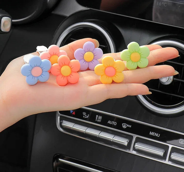 Cute Flower Car Air Vent Perfume Clip Aromatherapy Diffuser - Pink