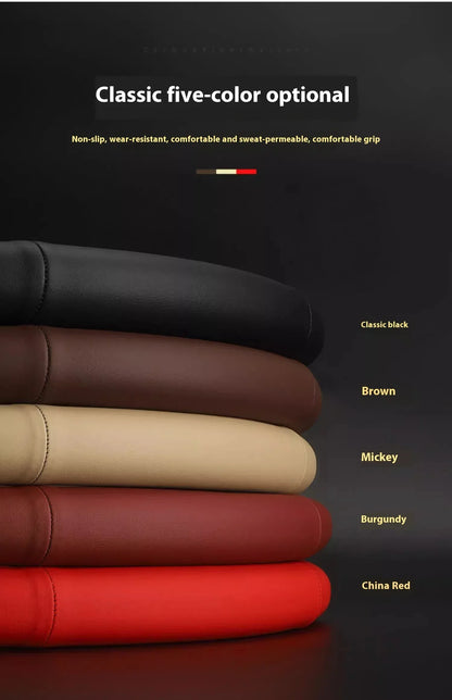 Peugeot Carbon Fiber Leather Steering Wheel Cover - Red Leather