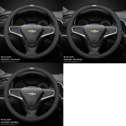 Chevrolet Leather Steering Wheel Cover – Fits Cruze, Camaro, Malibu, Silverado & More - DX-B