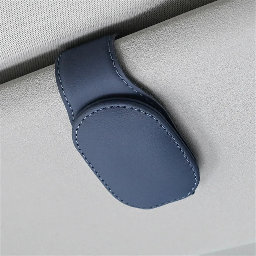 Magnetic Leather Car Visor Sunglasses Holder