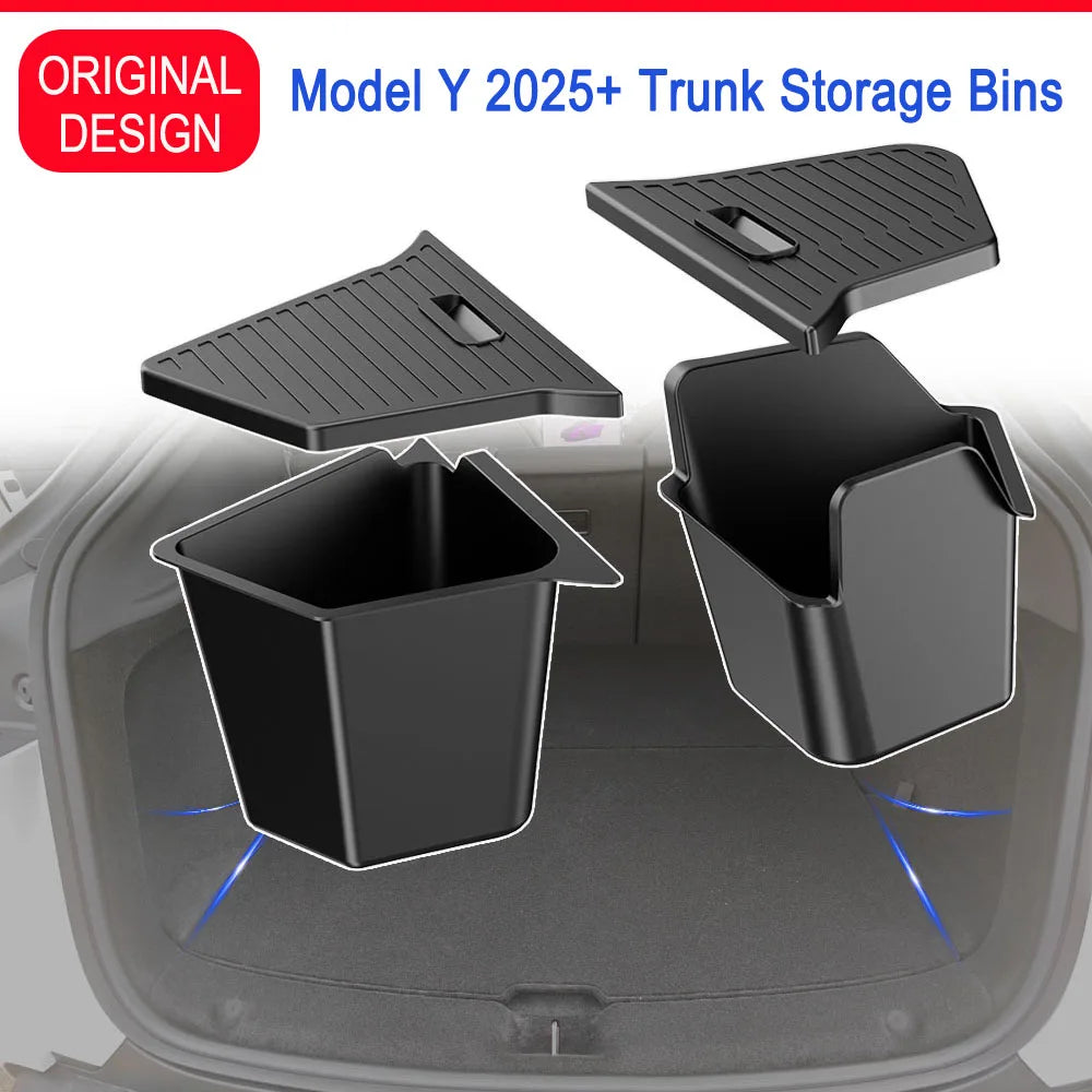 Tesla Model Y Juniper Trunk Organizer with Flocked TPE Side Storage Boxes