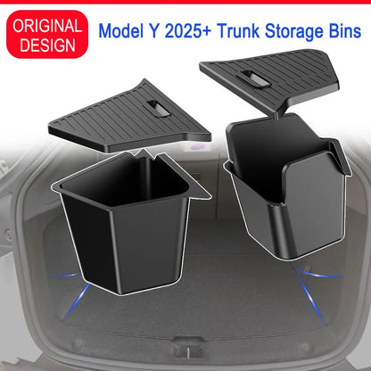 Tesla Model Y Juniper Trunk Organizer with Flocked TPE Side Storage Boxes
