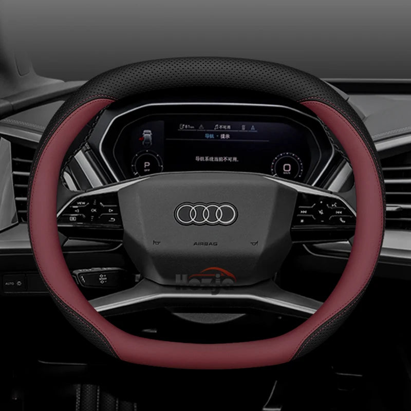Leather Car Steering Wheel Cover for New Audi A3 8y Q7 q5 A5 B10 A1 rs3 s3 Sq5 Q8 Q4 Q3 A6 Etron 2025 Interior Accessories