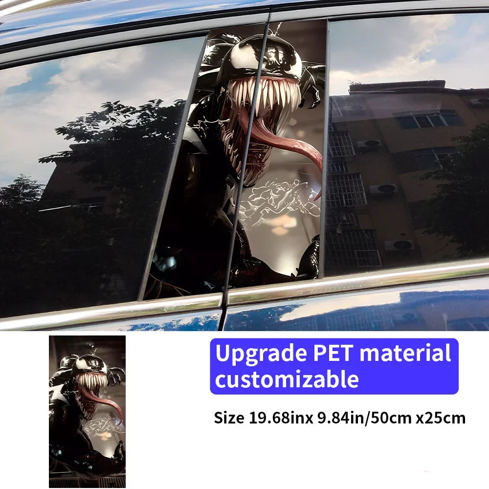 Venom Car Stickers – B-Pillar Center Column Vinyl Decals, Waterproof & Scratch-Proof - 1