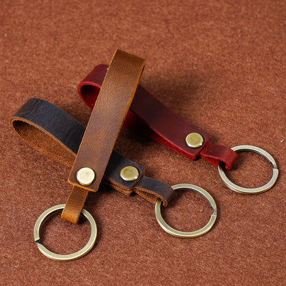Top Grain Leather Keyring — Minimalist, 7 Colours