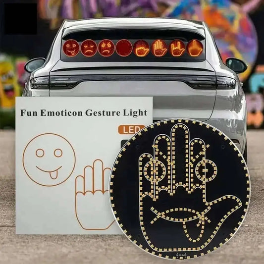 Creative LED Hand Gesture Brake Light – Rear Windshield Fun Lamp with 3 Signal Modes (Middle Finger, Peace, Love)