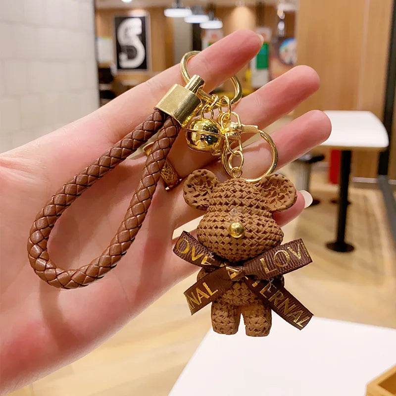 Mechanical Bear Keychain – Cute Cartoon Bag Pendant - Brown A