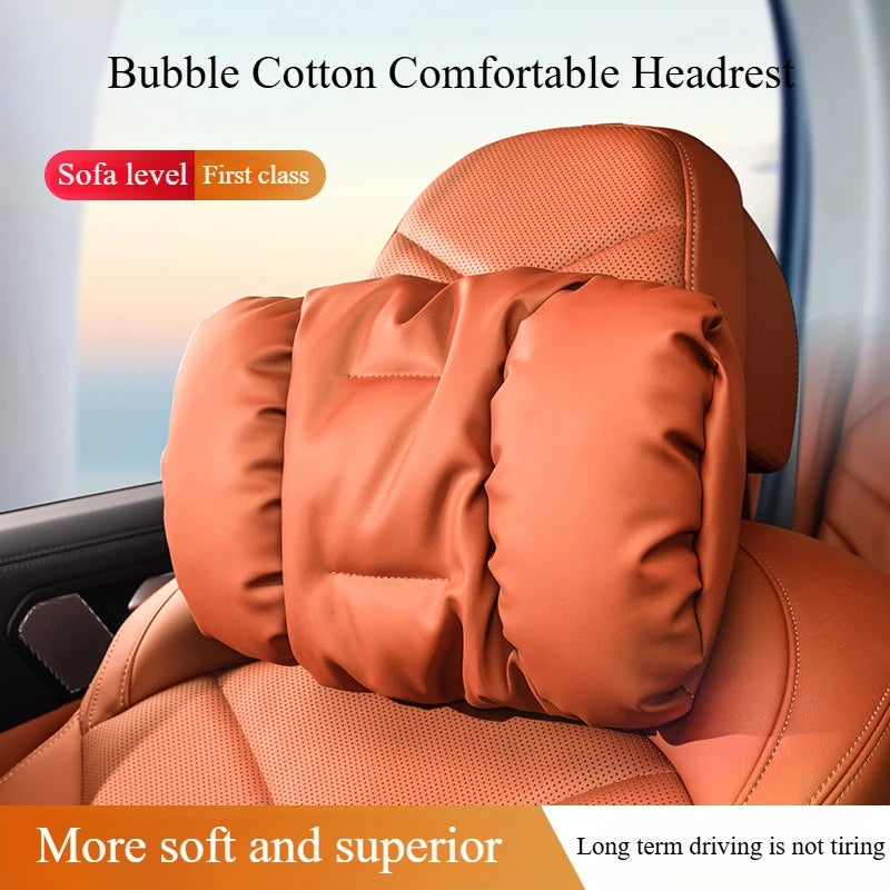 Bubble Cotton Car Headrest and Waist Cushion Set with Anti-Stain Leather