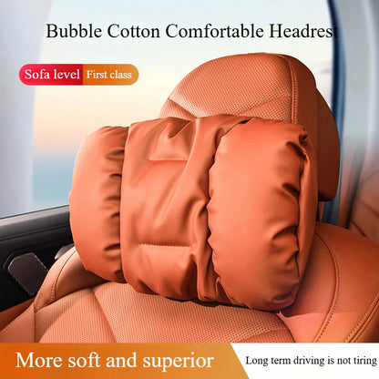 Bubble Cotton Car Headrest and Waist Cushion Set with Anti-Stain Leather