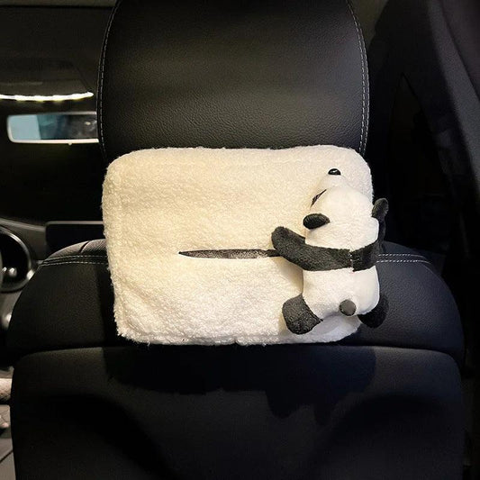 Panda Plush Car Tissue Box Holder