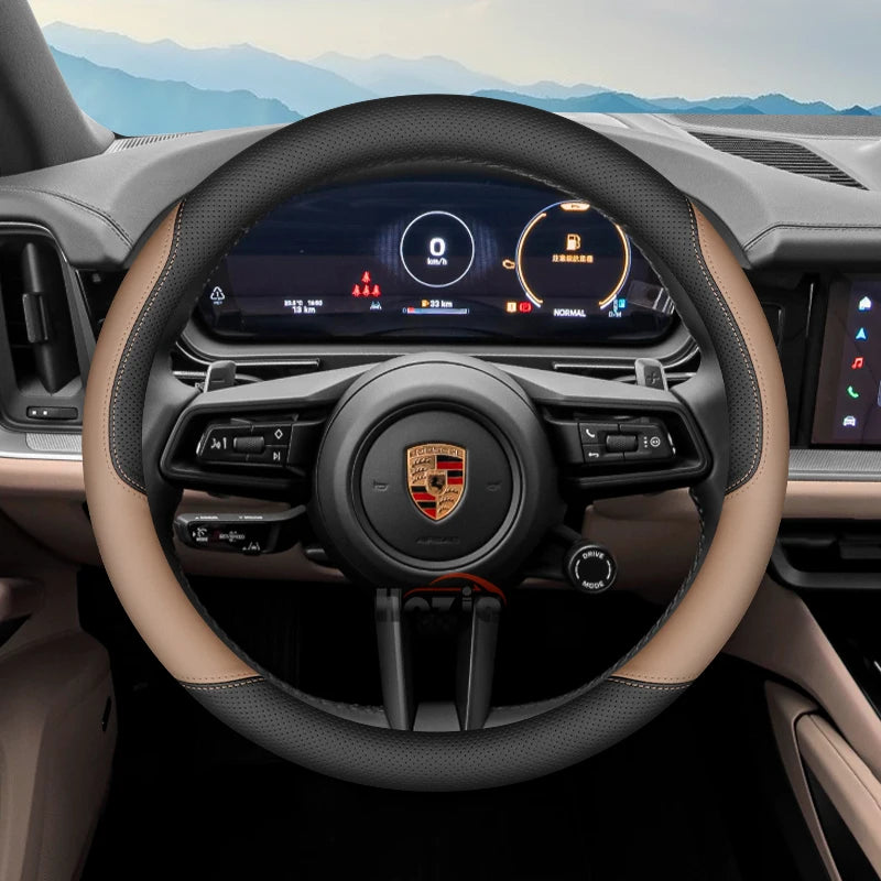 Porsche Leather Steering Wheel Cover 2024-2025 - Mojave Rice