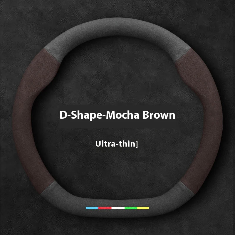 Genesis Microfibre Steering Wheel Cover - Brown (Style 2)