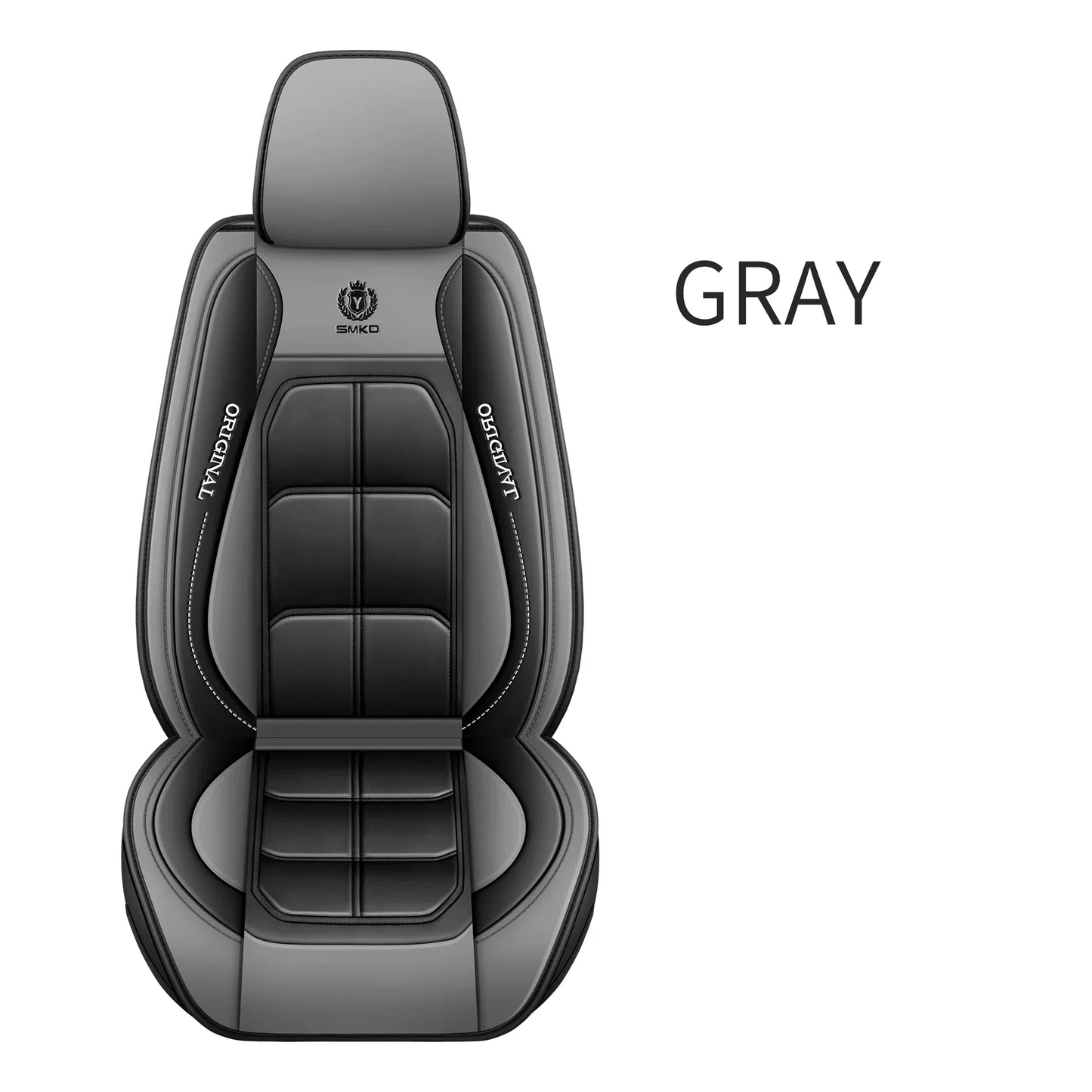 1pc Premium PU Leather Universal Fit Car Seat Cover All-Season Protector Mat wit - JZ-Muscle-Gray 1PC