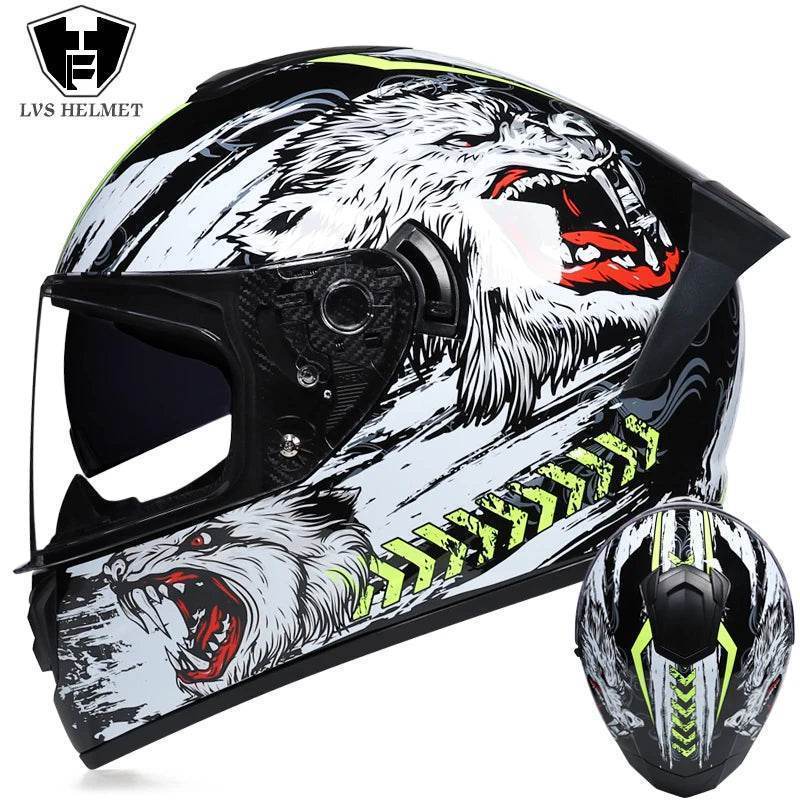 Double Visor Racing & Sports Motorbike Helmet - 17 / M