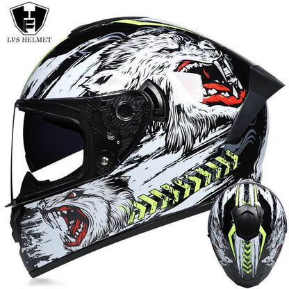Double Visor Racing & Sports Motorbike Helmet - 17 / M