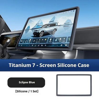 BYD Ti7 Silicone Screen Frame and Mirror Cover - Blue 1Pcs