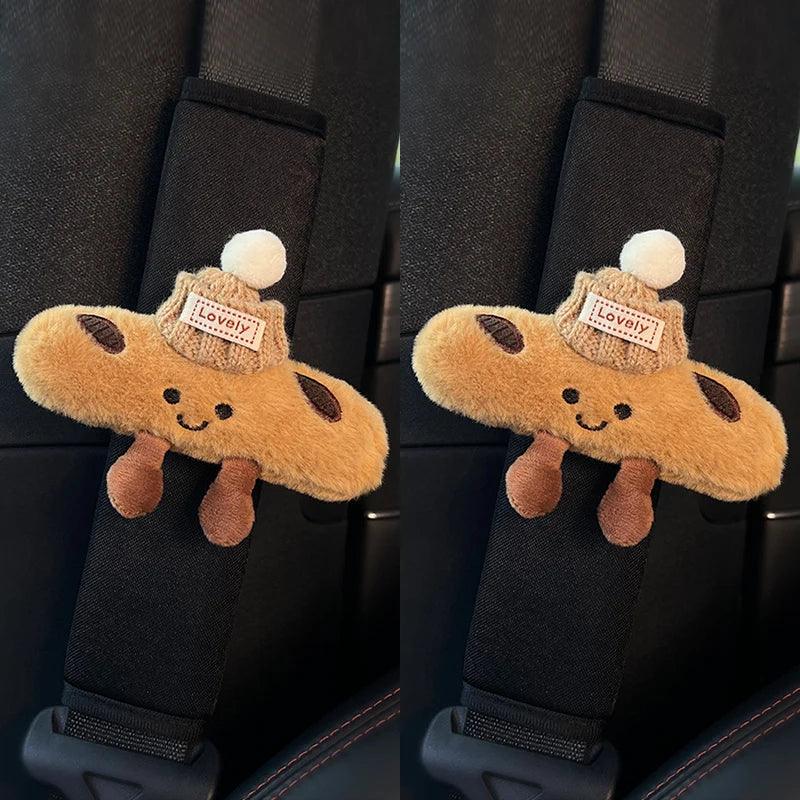 2pc Ice Silk Croissant Car Seat Belt Covers