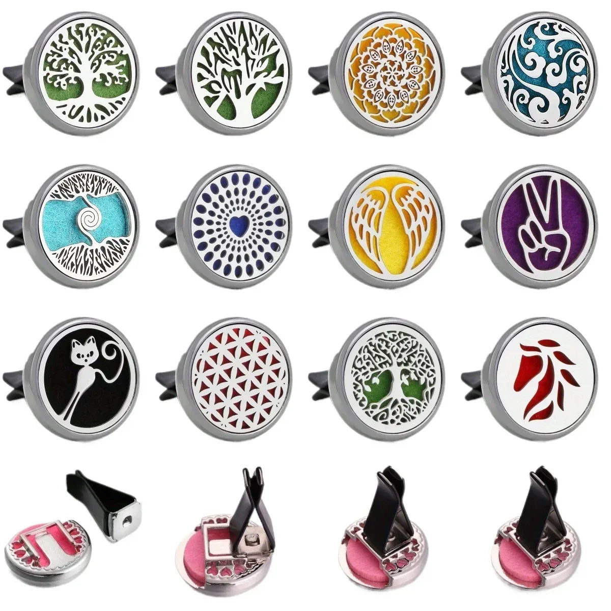 Refillable Car Air Freshener Vent Clip with 10 Pads - A