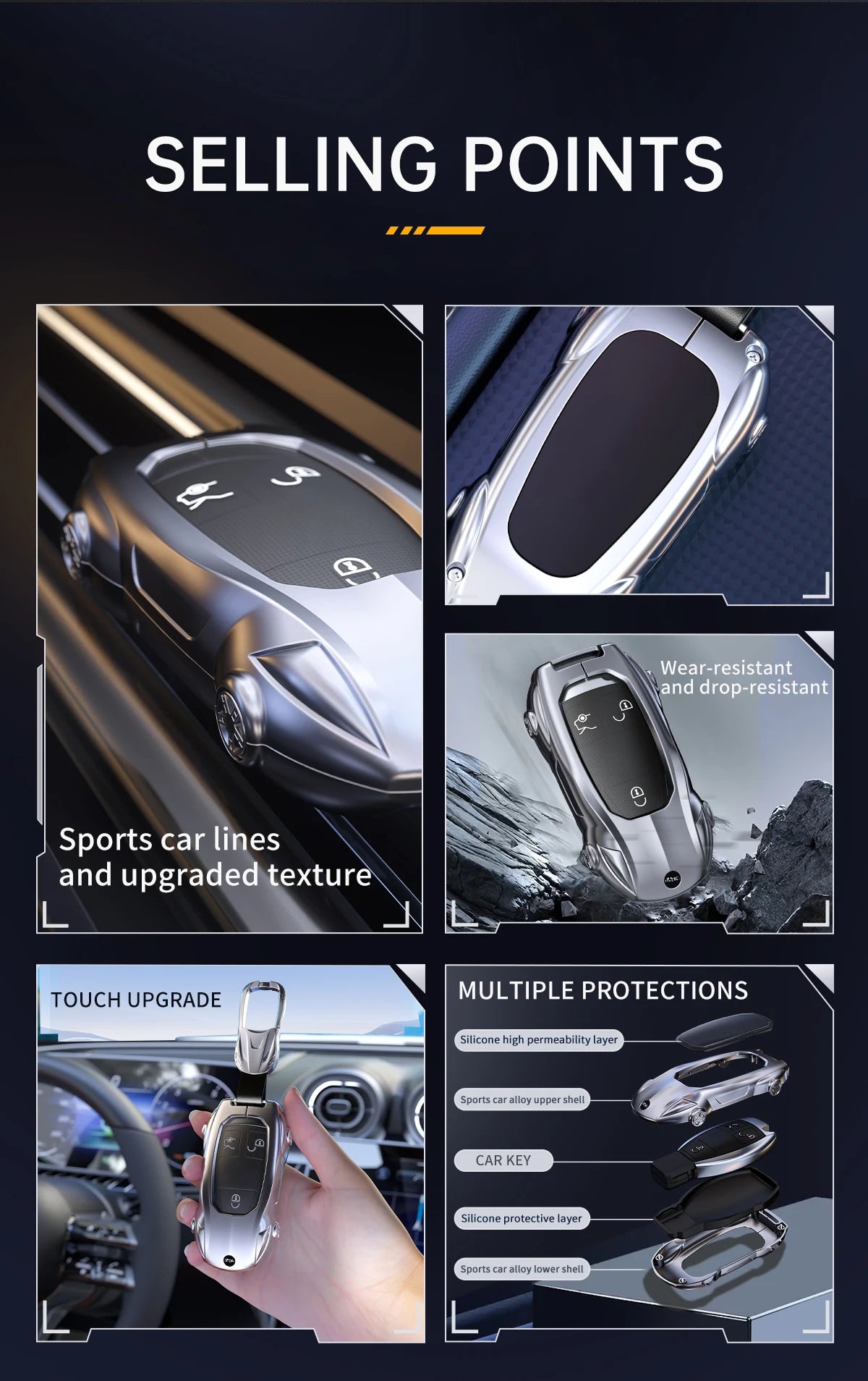 Mercedes-Benz Zinc Alloy Car Key Cover – A, C, E & S Class