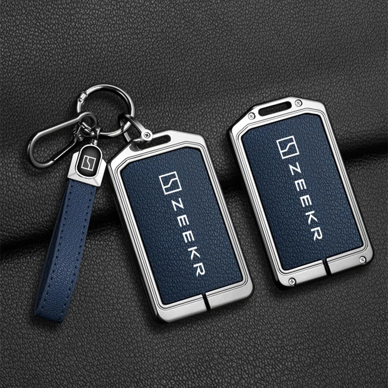 Zeekr 7X 009 007 001 NFC Zinc Alloy Leather Key Cover Case Chain